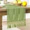 Rustic Cotton Linen Table Runner with Knotted Tassels Boho & Holiday Table Decor
