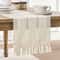 Rustic Cotton Linen Table Runner with Knotted Tassels Boho & Holiday Table Decor