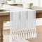 Rustic Cotton Linen Table Runner with Knotted Tassels Boho & Holiday Table Decor