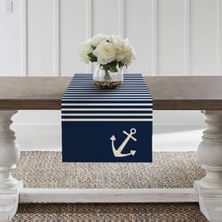 nautical table runner with anchor compass design for coastal dining decor