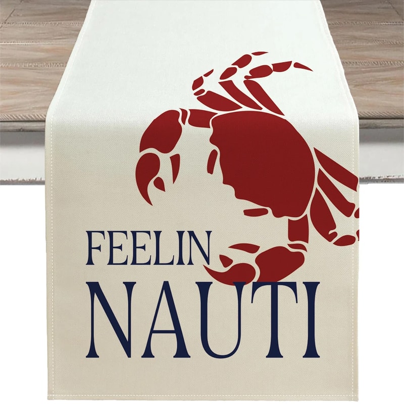 Nautical Table Runner With Anchor Compass Design For Coastal Dining Decor 6