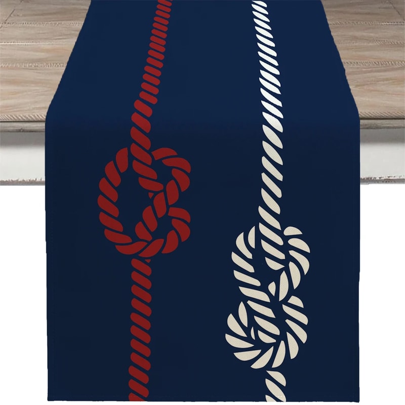 Nautical Table Runner With Anchor Compass Design For Coastal Dining Decor 7