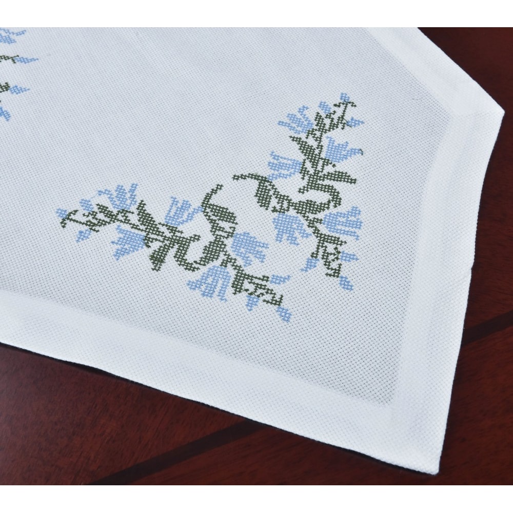 Elegant Embroidered Tablecloth Luxury Rectangular Dining Tablecloth Home Decor With Blue Bell Cross 2