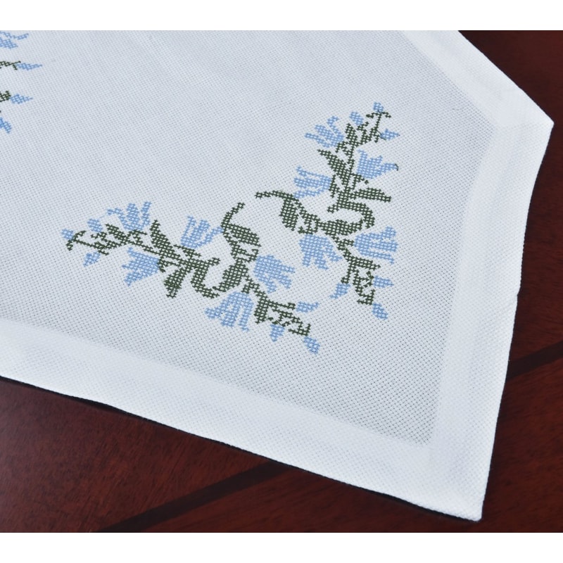 Elegant Embroidered Tablecloth Luxury Rectangular Dining Tablecloth Home Decor With Blue Bell Cross 2