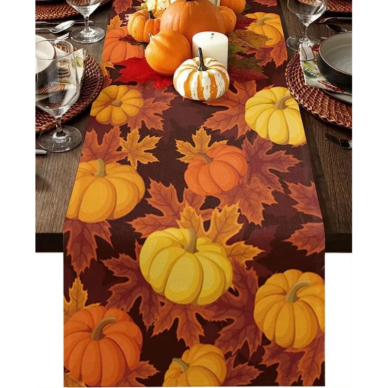 Cozy Farmhouse Autumn Linen Table Runner Fall Table Runner Thanksgiving Table Decor 4