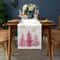 Premium Pink Christmas Linen Table Runner With Pine Tree Gold Snowflake Holiday Dining Decor 1
