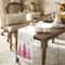 Premium Pink Christmas Linen Table Runner With Pine Tree Gold Snowflake Holiday Dining Decor 2