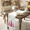 Premium Pink Christmas Linen Table Runner With Pine Tree Gold Snowflake Holiday Dining Decor 2