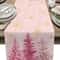 Premium Pink Christmas Linen Table Runner With Pine Tree Gold Snowflake Holiday Dining Decor 7