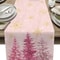 Premium Pink Christmas Linen Table Runner With Pine Tree Gold Snowflake Holiday Dining Decor 7
