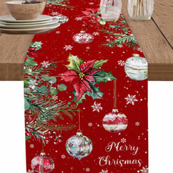 festive poinsettia christmas table runner elegant linen holiday & wedding poinsettia table decor