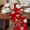 Festive Poinsettia Christmas Table Runner Elegant Linen Holiday & Wedding Poinsettia Table Decor
