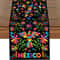 Mexican Floral Linen Table Runner for Fiesta, Day of the Dead and Dining Decor