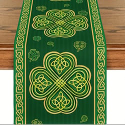 patricks day shamrock table runner green stripes spring home party decor