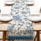 Blue White Porcelain Floral Birds Linen Farmhouse Table Runner For Dining Weddings 4