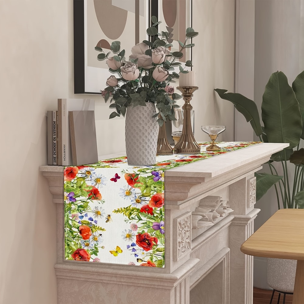 Floral Tablecloth With Butterfly Spring Design For Farmhouse Dining Decor 3
