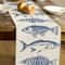 Elegant Nautical Table Runner With Marine Fish Pattern Coastal Dining Decor For Seaside Homes 0