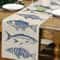 Elegant Nautical Table Runner With Marine Fish Pattern Coastal Dining Decor For Seaside Homes 2