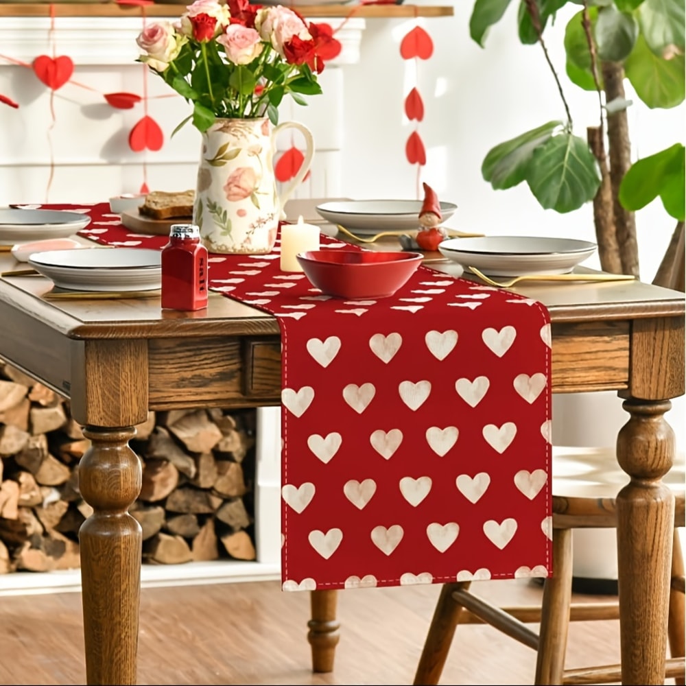 Romantic Heart Table Runner Valentines Day Table Runner Anniversary Table Decor For Indoor Dining 1