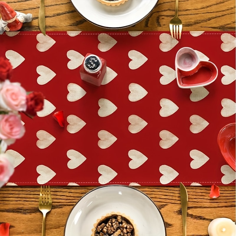 Romantic Heart Table Runner Valentines Day Table Runner Anniversary Table Decor For Indoor Dining 2