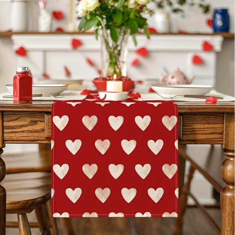 Romantic Heart Table Runner Valentines Day Table Runner Anniversary Table Decor For Indoor Dining 3