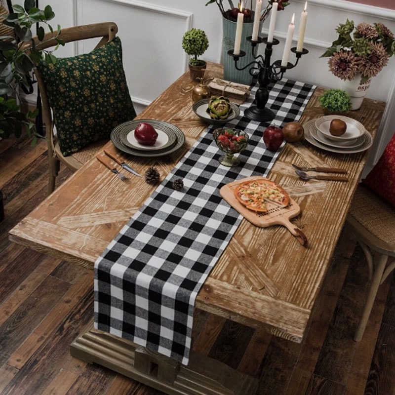 Rustic Farmhouse Black And White Checkered Tablecloth Classic Gingham Kitchen Dining Table Cover 1