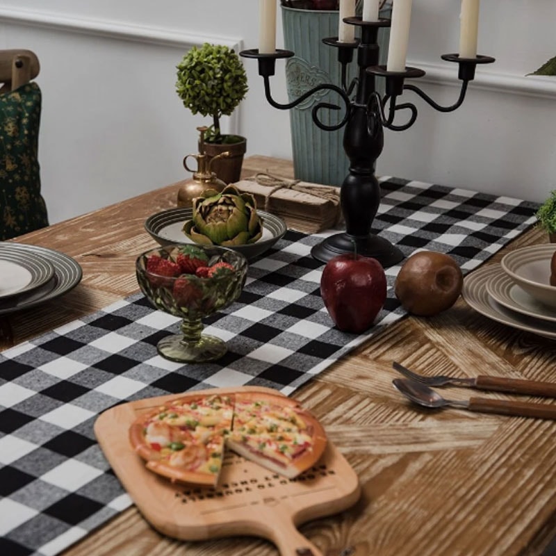 Rustic Farmhouse Black And White Checkered Tablecloth Classic Gingham Kitchen Dining Table Cover 2