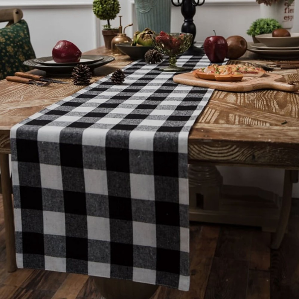 Rustic Farmhouse Black And White Checkered Tablecloth Classic Gingham Kitchen Dining Table Cover 3