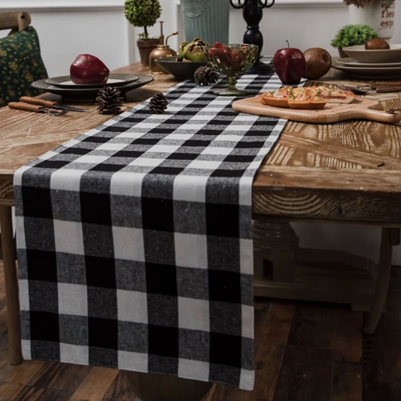 Rustic Farmhouse Black And White Checkered Tablecloth Classic Gingham Kitchen Dining Table Cover 3