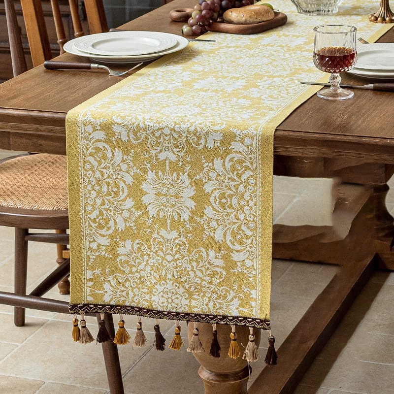Retro Tassel Farmhouse Table Runner For Rustic Dining Table Decor 5