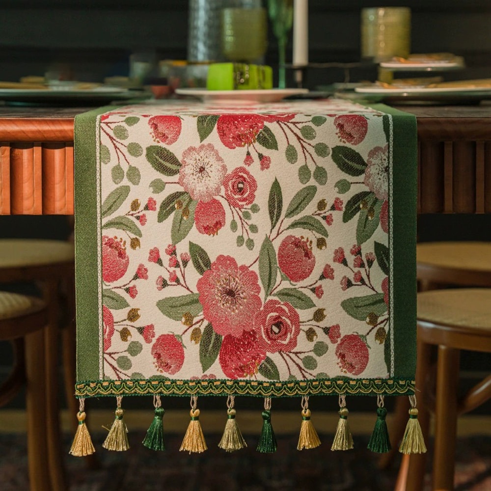 Retro Tassel Farmhouse Table Runner For Rustic Dining Table Decor 7