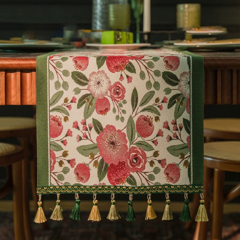 Retro Tassel Farmhouse Table Runner For Rustic Dining Table Decor 7