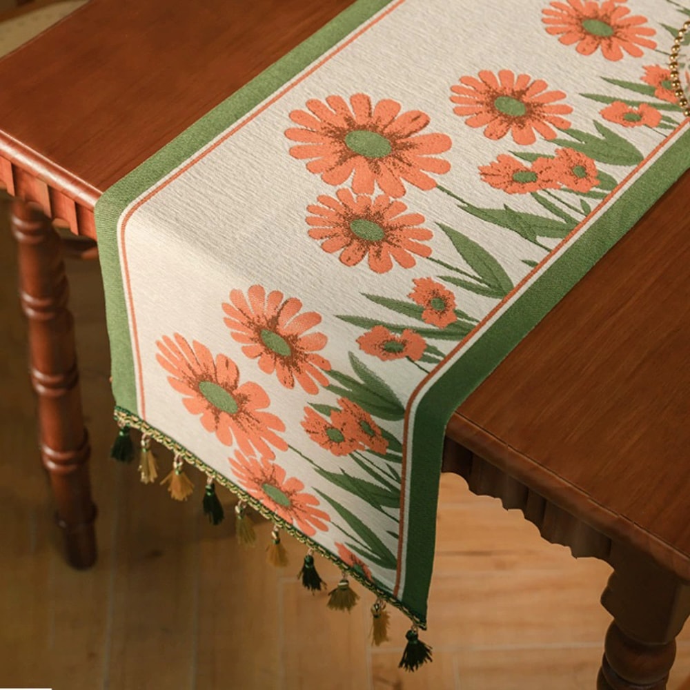 Retro Tassel Farmhouse Table Runner For Rustic Dining Table Decor 11