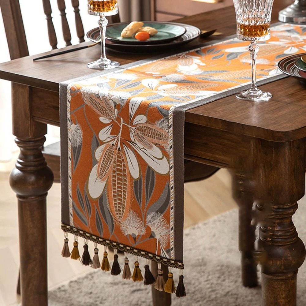 Retro Tassel Farmhouse Table Runner For Rustic Dining Table Decor 12