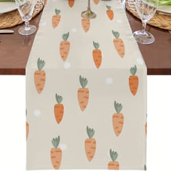 easter table runner with carrot print, farmhouse linen table decor
