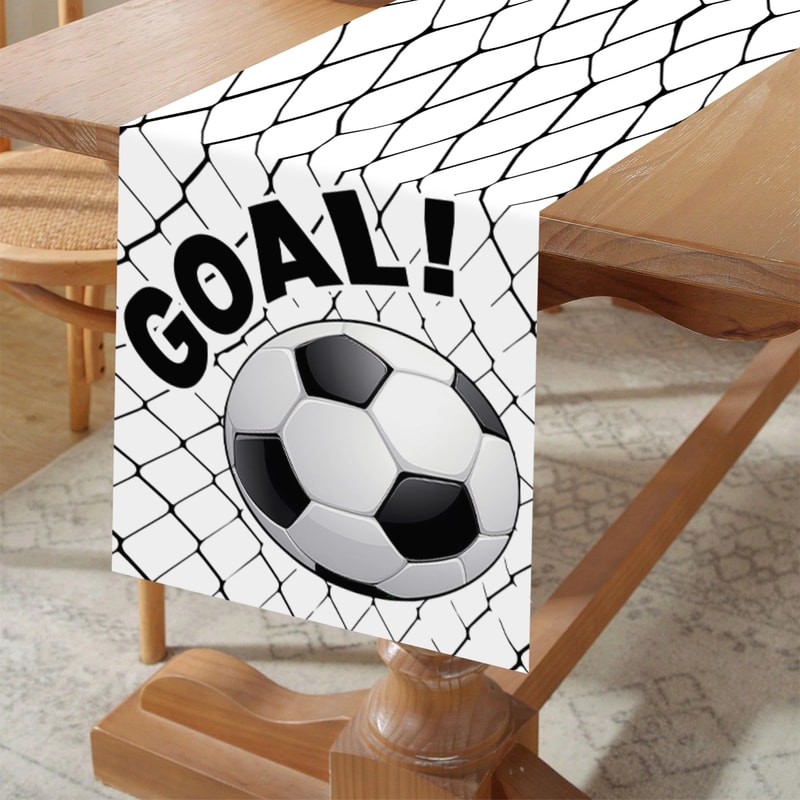 Soccer Birthday Table Runner Black White Football Party Table Flag 3