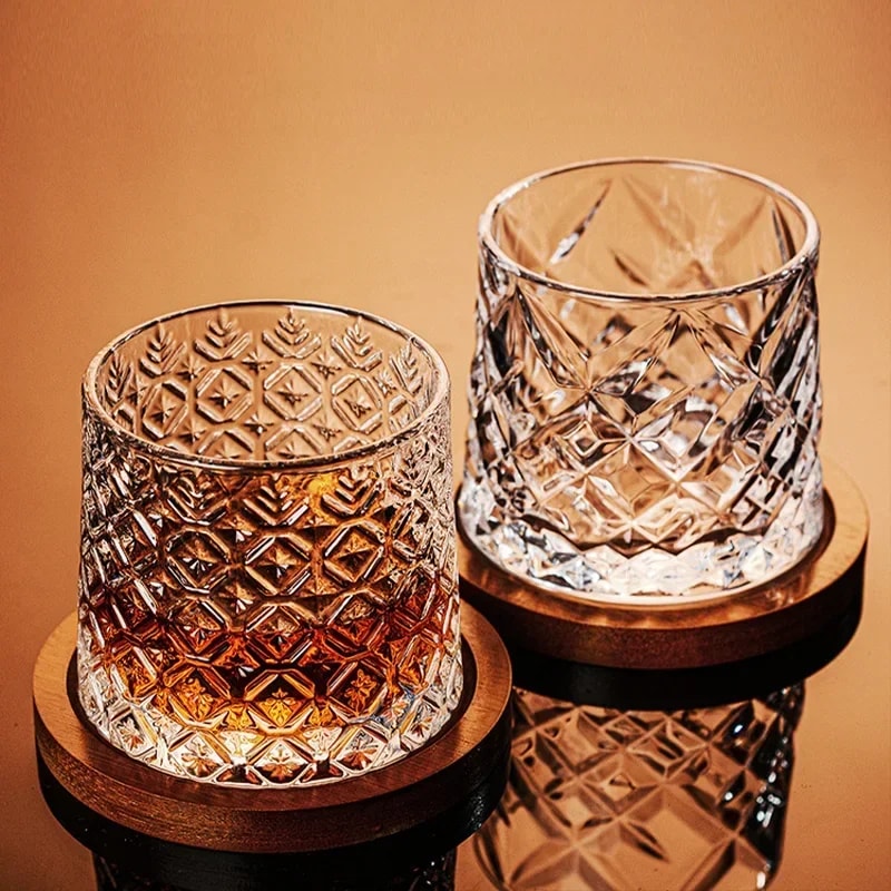 Spinning Crystal Whiskey Glass With Base For Home Bar 1