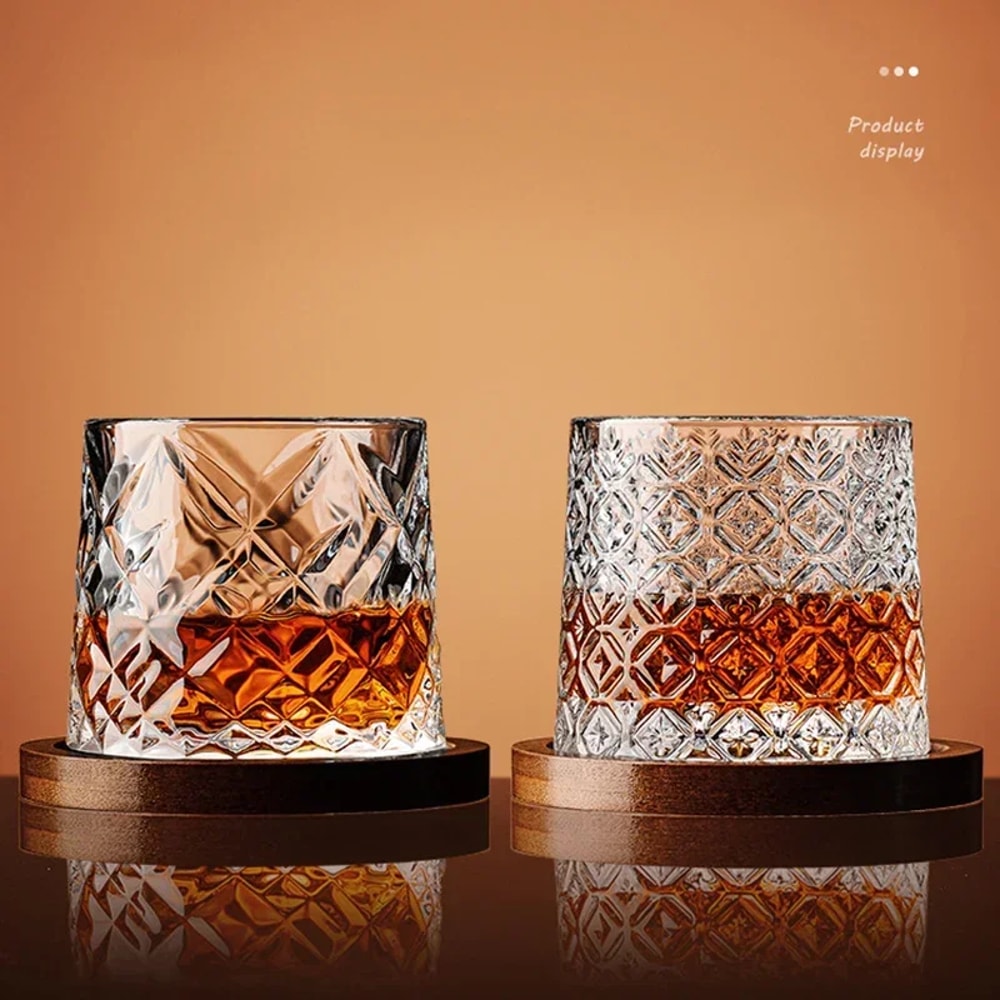 Spinning Crystal Whiskey Glass With Base For Home Bar 2