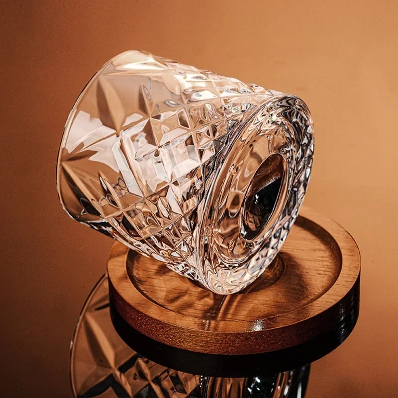 Spinning Crystal Whiskey Glass With Base For Home Bar 4