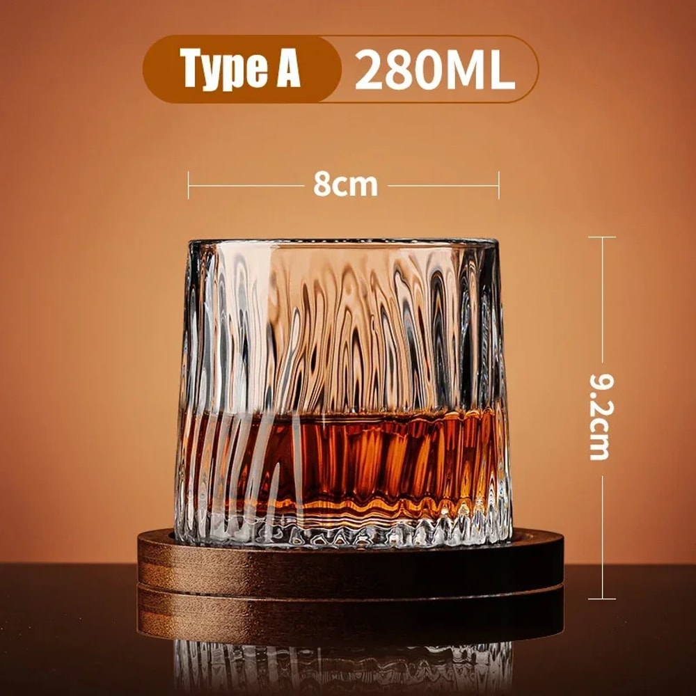 Spinning Crystal Whiskey Glass With Base For Home Bar 5