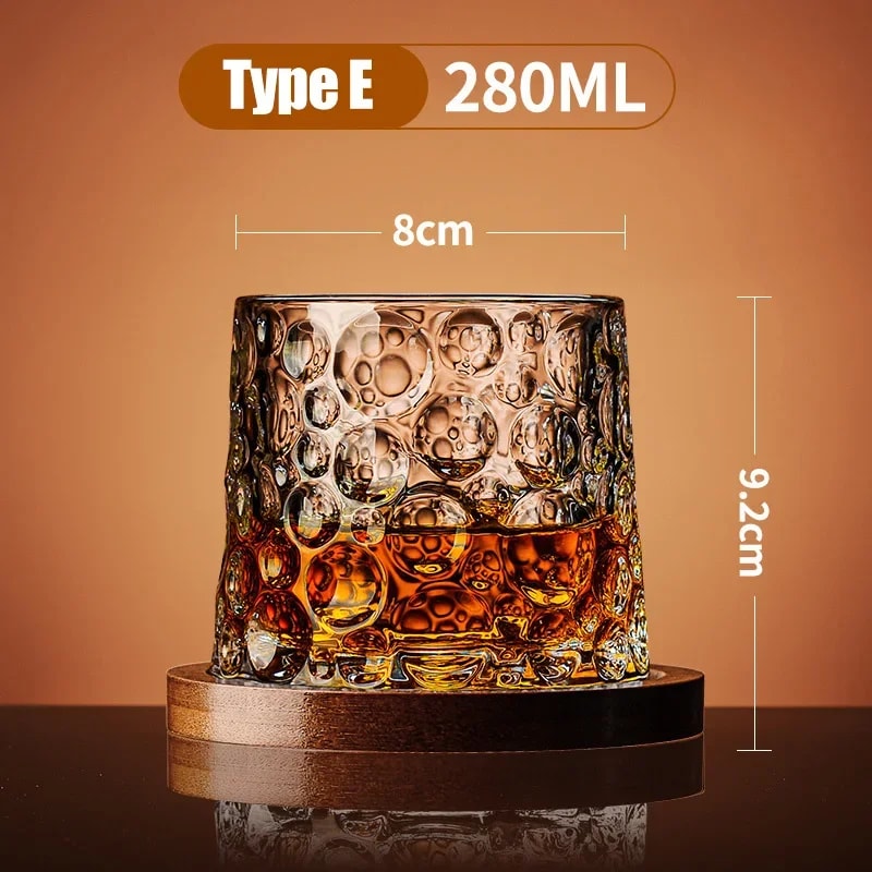 Spinning Crystal Whiskey Glass With Base For Home Bar 6