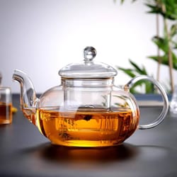 clear glass teapot with filter handle for puer, coffee and loose leaf tea