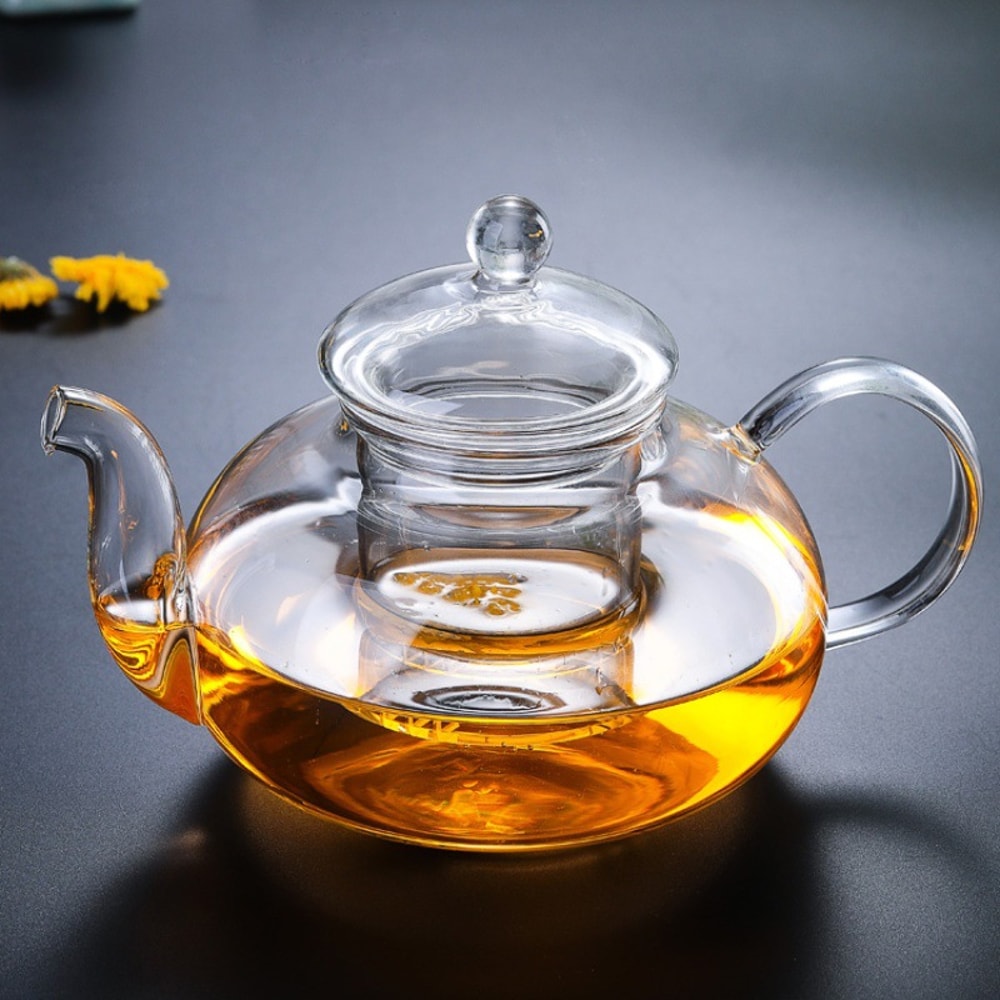 Clear Glass Teapot With Filter Handle For Puer Coffee And Loose Leaf Tea 1