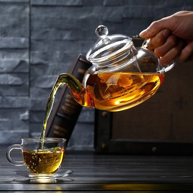 Clear Glass Teapot With Filter Handle For Puer Coffee And Loose Leaf Tea 2