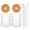 Wave Shape Beverage Glasses Set Glass Cups With Lids Straws For Juice Coffee Tea 5
