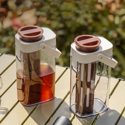 cold brew coffee maker jar with leak proof lid and fruit tea infuser