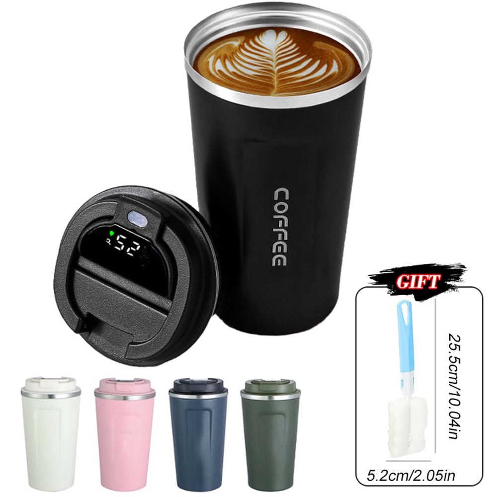 Smart TempGuard Portable Stainless Steel Travel Mug With Intelligent LED Temperature Display 0
