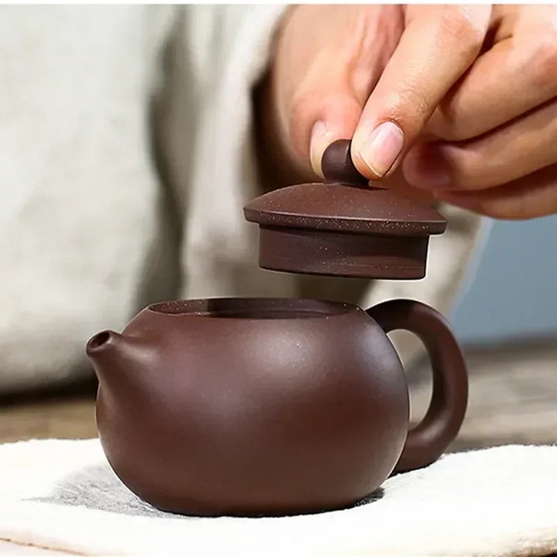 Authentic Yixing Purple Clay Xishi Teapot With Ball Infuser For Gongfu Tea 1