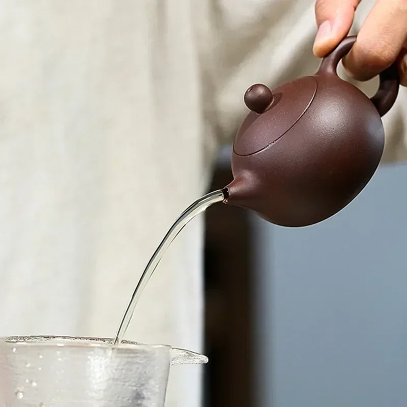 Authentic Yixing Purple Clay Xishi Teapot With Ball Infuser For Gongfu Tea 2