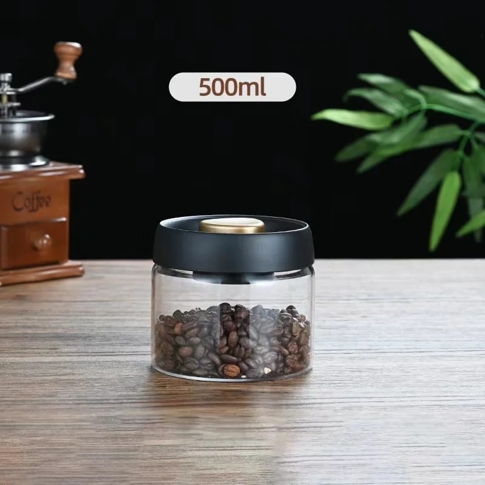 Premium Vacuum Sealed Glass Coffee Storage Jar Airtight Kitchen Storage for Beans & Tea